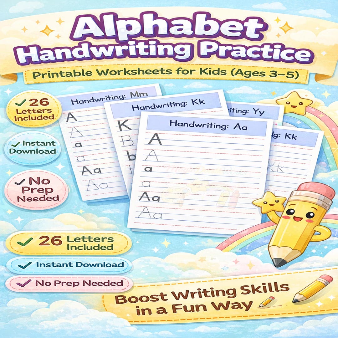 Alphabet Handwriting Practice Worksheets for Kids | ABC Tracing, Fine ...