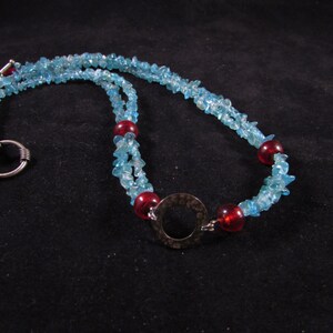 Hand beaded necklace, hand beaded apatite necklace, hand beaded gemstone necklace, blue necklace, Apatite chip hand beaded necklace