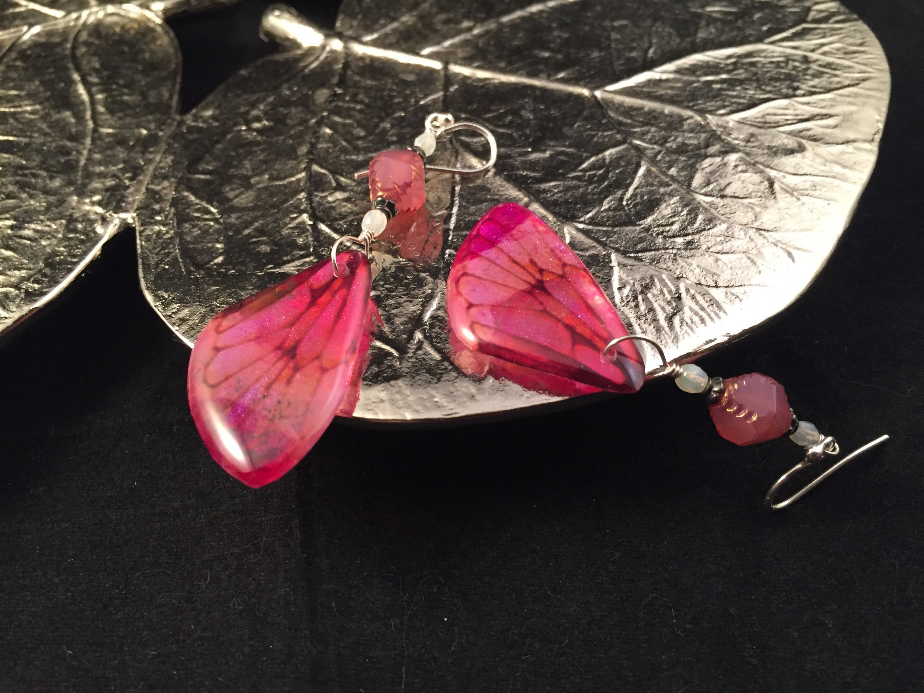 Hot Pink Wing Earrings Resin Wing Earrings Fairy Wing - Etsy