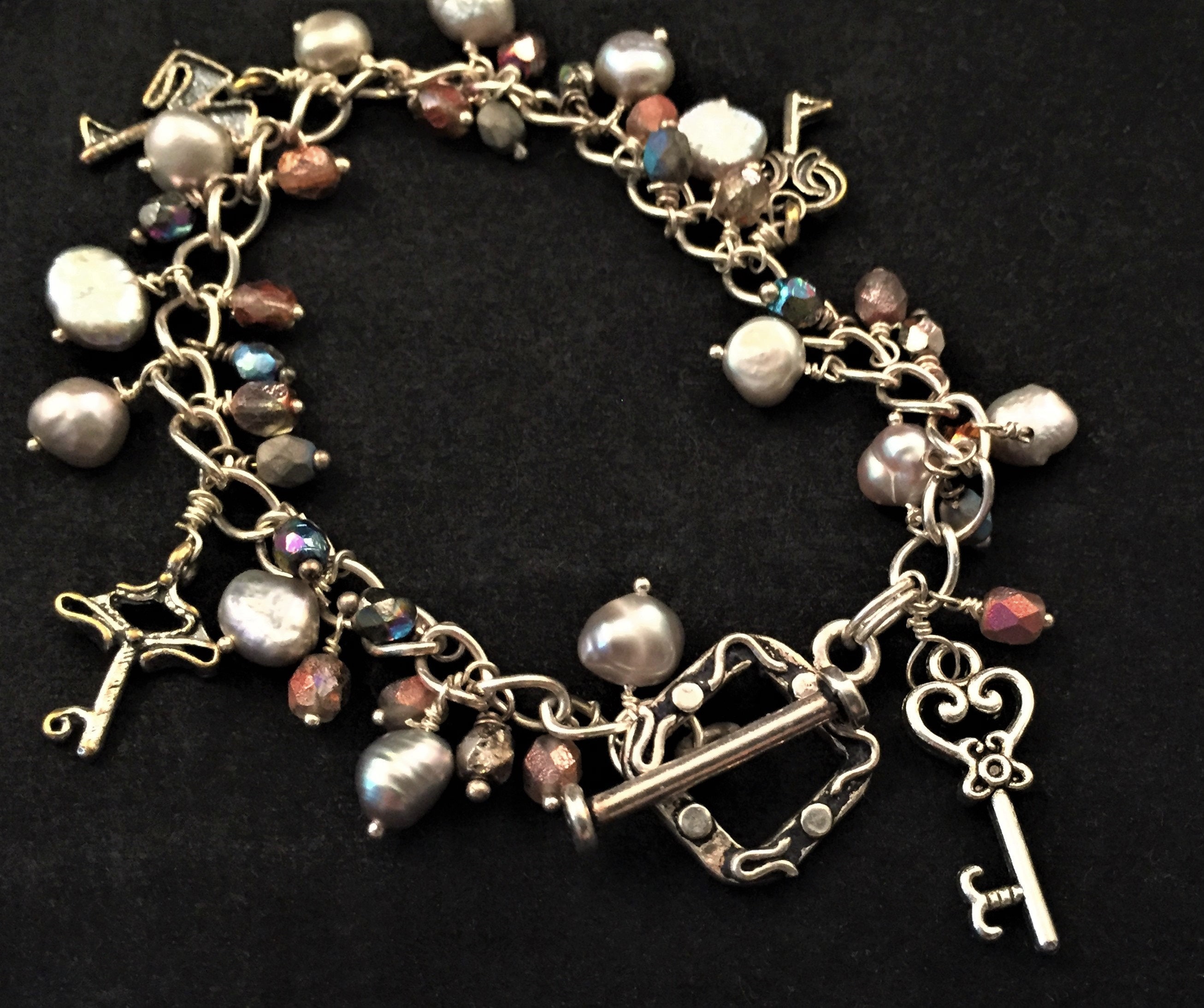 Key Charm Bracelet, Charm Bracelet, Key Bracelet, Hand Made Bracelet