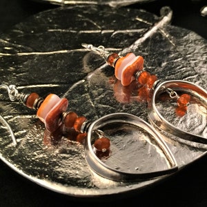 Orange earrings, artisan earrings, spiny oyster earrings, sterling silver earrings, shell earring, spring earring, hand beaded earring, mom