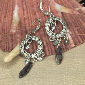 Rhinestone chandelier earrings, hoop earrings, artisan earrings, victorian earrings, hand made earrings, lever back earrings, hand beaded