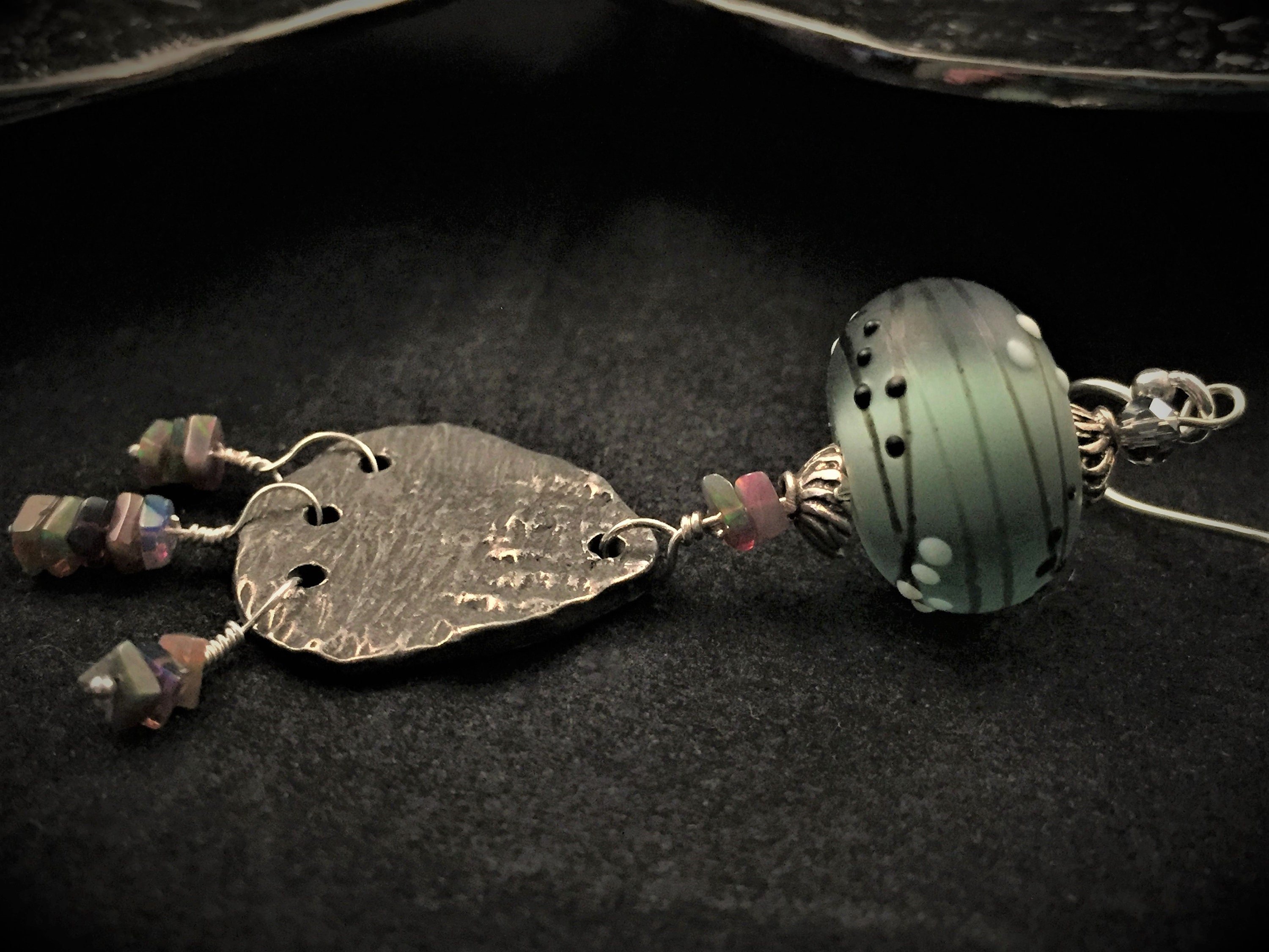Pewter Chandelier Earrings, Lampwork Earrings, Pewter Earrings ...