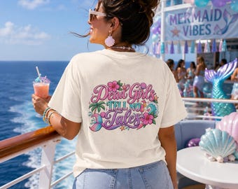Camiseta "Dead Girls Tell No Tales", diseño de calavera de sirena playera, camiseta divertida de sirena, camiseta de sirena, temática de fiesta de sirenas, fiesta de cumpleaños de sirenas