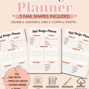 Nail Design Planner for Nail Techs, Press-On Artists (PDF PNG) | GoodNotes & Procreate Friendly PDF