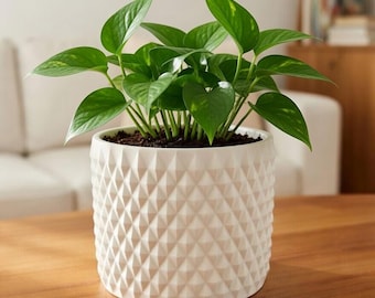 Maceta de diseño Diamond Look con maceta interior | Diseño escandinavo moderno | Acabado mate de alta calidad | Para Monstera y Pothos