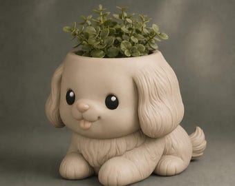 Maceta con forma de perro kawaii | Cachorrito adorable | Maceta dulce | 3 tamaños