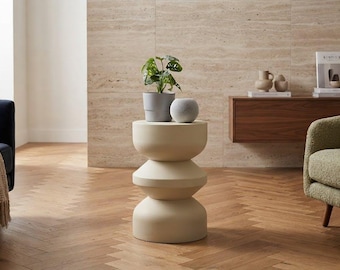 Mesa auxiliar escultural de 50 cm | Mesa auxiliar minimalista | Diseño elegante