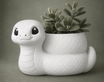 Maceta con forma de serpiente bebé | Linda maceta para planta serpiente con ojos saltones | Decoración kawaii | Disponible en muchos tamaños