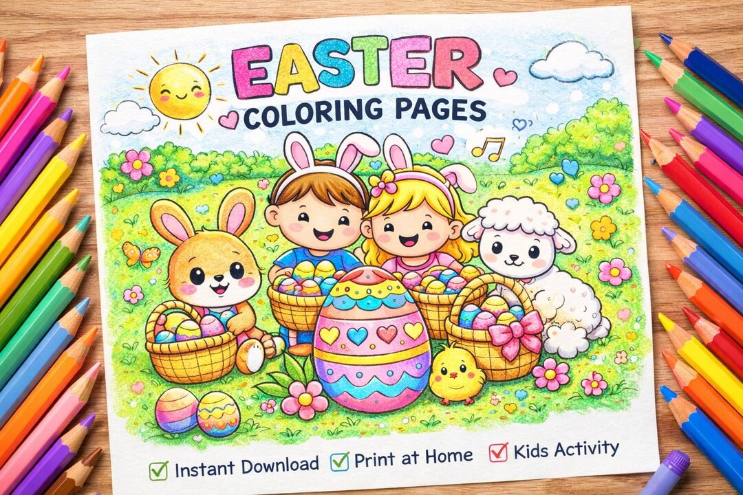 5 Printable Easter Coloring Pages for Kids (instant Download) - Etsy