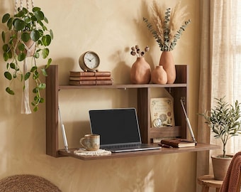 Wandmontierter Klappschreibtisch - Stilvoller platzsparender Tisch zum Arbeiten, Studieren, Spielen und für kleine Wohnungen - Wandelbarer Wandschreibtisch - Smart Wall