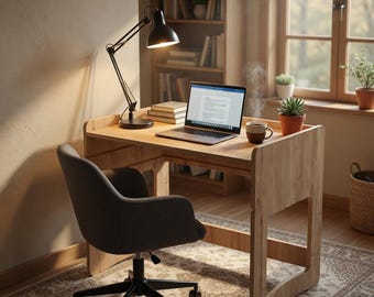 Mesa moderna em MDF com altura ajustável – Mesa de estudo ergonômica que economiza espaço para escritório em casa