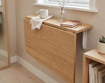 Wall-Mounted Folding Table with Shelves – Space-Saving Dining & Study Desk, Murphy Table, Foldable Desk for Small Room, Modern Dining Work