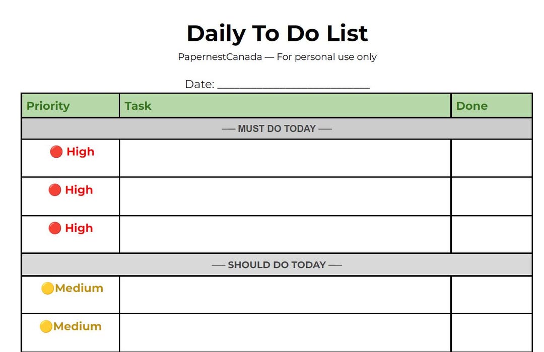 Daily to Do List Printable | Priority Task Planner (PDF Download) - Etsy