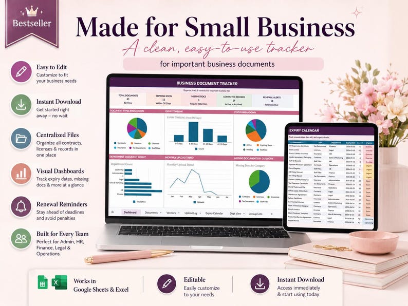 Office Document Organizer Google Sheets Excel Template for Business ...