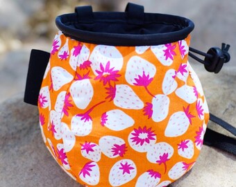 Bolsa de magnesio con diseño de fresa, bolsa de magnesio para escalada linda y única, bolsa de magnesio para escalada en roca, regalo para escaladores