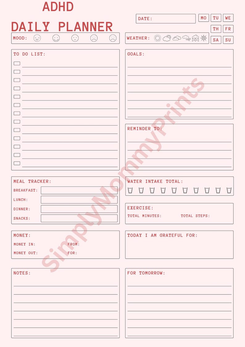 ADHD Daily Planner Printable, Focus Schedule, Time Blocking Worksheet ...