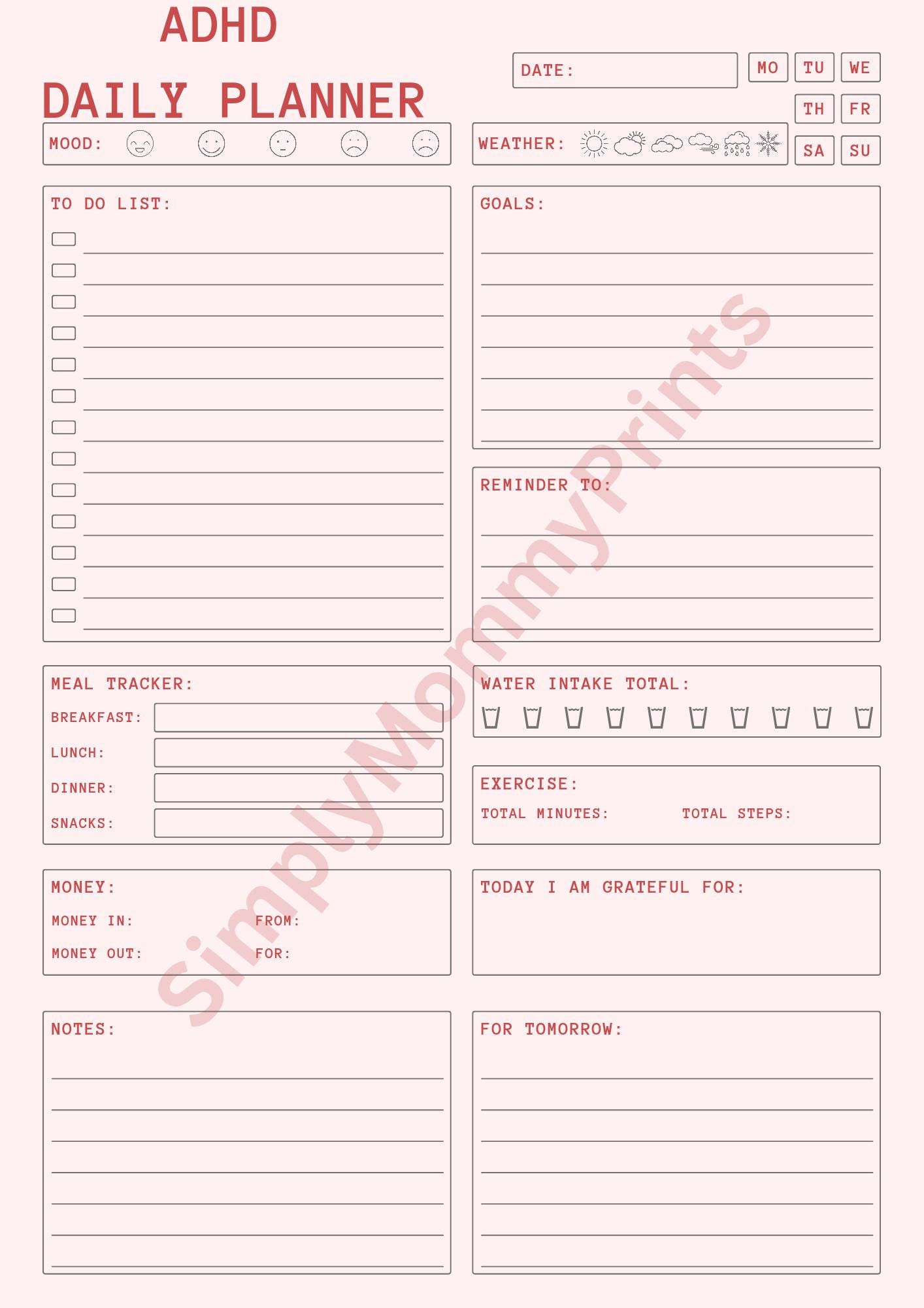ADHD Daily Planner Printable, Focus Schedule, Time Blocking Worksheet ...