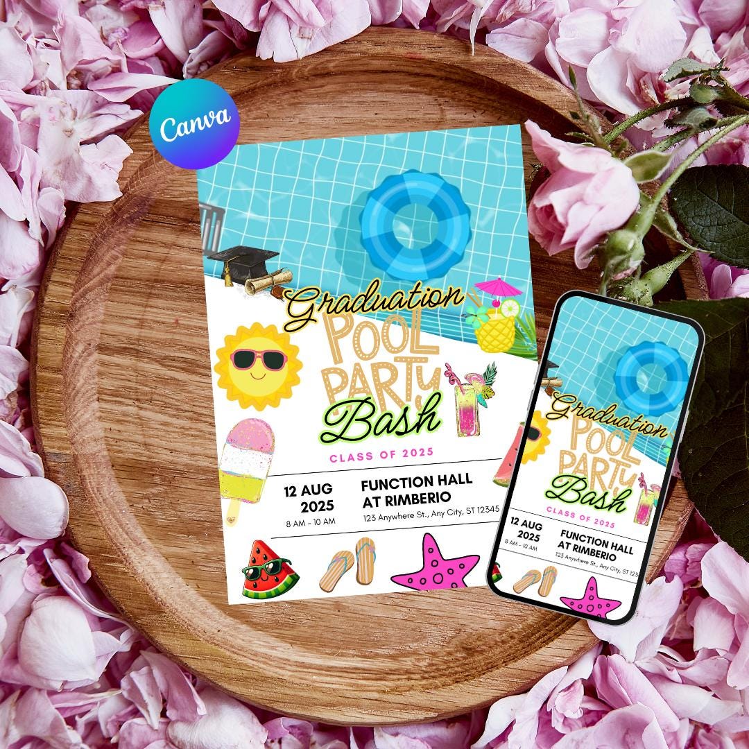 Graduation Pool Party Invitation Template: Class of 2026 Summer Bash ...