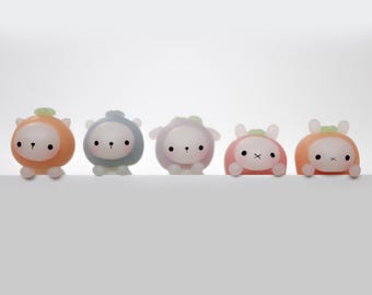 Handmade fruit animal hipper, polymer clay accessory, hand sculpted animal figure, phone charm