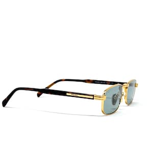 Prada B54S Gold Tortoise Rectangular Vintage Style Frame - Petrol Green Lens