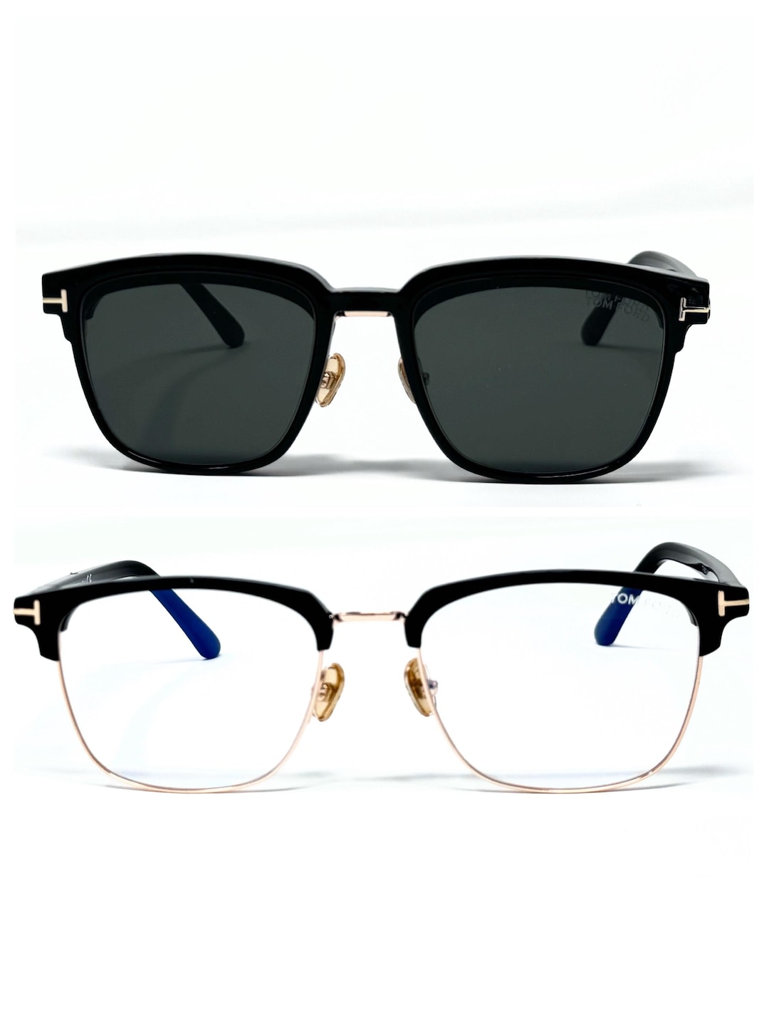 Tom Ford Clip-on Eyeglasses TF 5683-B 001 / Black & Gold