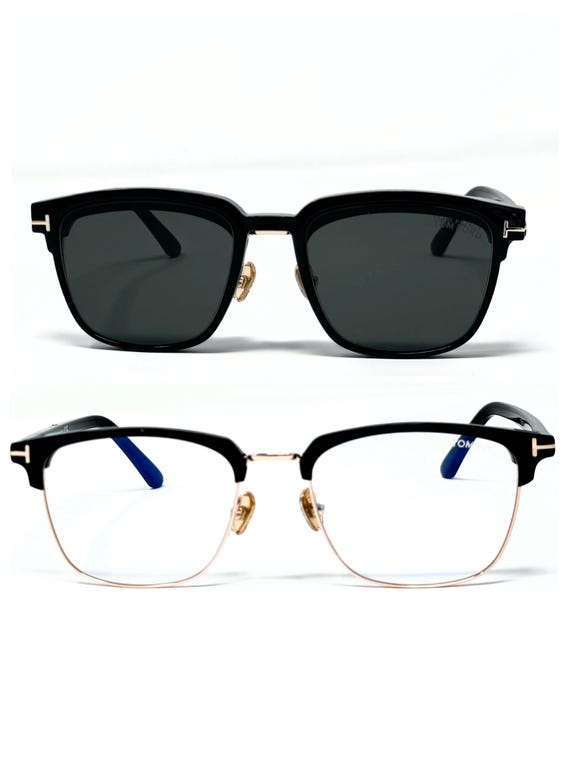 Tom Ford Clip-on Eyeglasses TF 5683-B 001 / Black & Gold