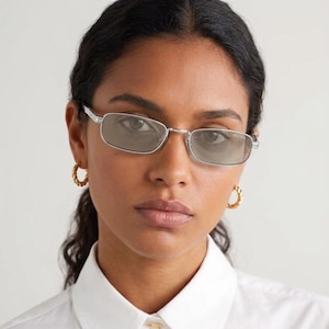 Prada Silver Rectangular Vintage Style Frame - Light Brown Tint Lens