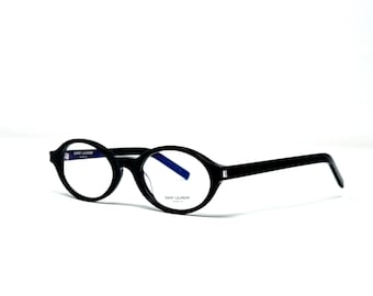 Iconic Saint Laurent Oval Black Eyeglasses / SL 751 Jeanne 001 Blue Light Lens / Women Black Vintage Frames 50mm