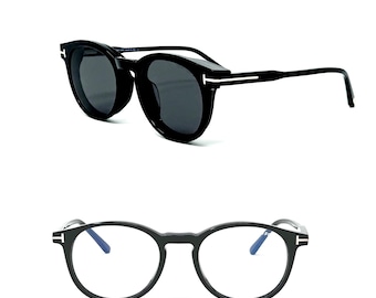 Tom Ford Clip-On Round TF 5823-H-B / Black Round Unisex Eyeglasses / Magnetic Clip