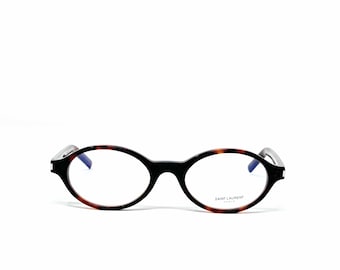 Iconic Saint Laurent Oval Tortoise Eyeglasses / SL 751 Jeanne 003 Blue Light Lens / Women Brown Frames 50mm