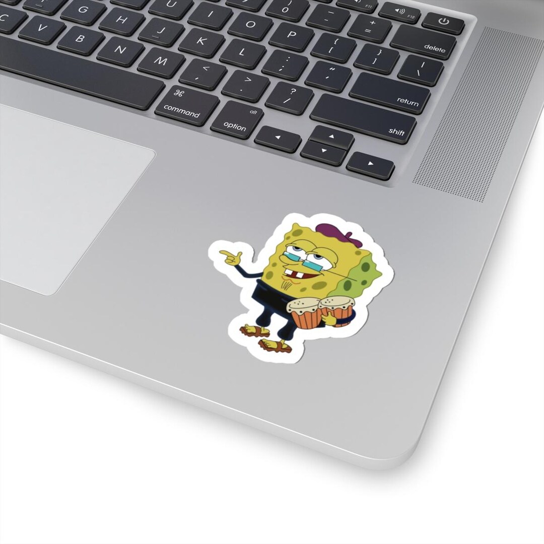Sponge Drummer Vinyl Sticker | Cartoon Bongo Player Laptop Decal (kiss ...