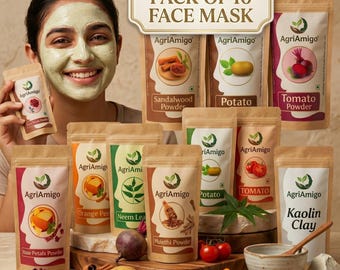Pack de polvos para mascarilla facial a base de hierbas / Ingredientes naturales para el cuidado de la piel ayurvédico (paquete de 10)