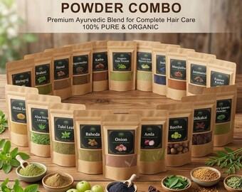 20 Herbal Hair Care Powder Combo | Ayurvedic Blend, Bhringraj, Amla, Reetha, Shikakai