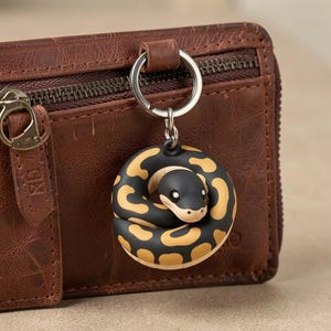 Ball Python Constrictor Keychain, Realistic Reptile Art Accessory, Single Hand Painted Animal Charm image 3