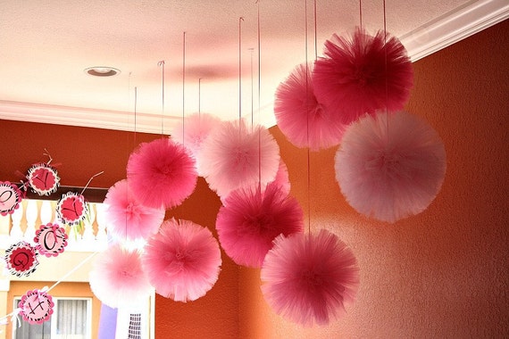 Tulle Pom Poms Party Decorations Baby Shower Wedding Etsy