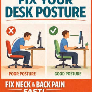 Desk Posture Guide | Fix Neck & Back Pain Fast (Printable)