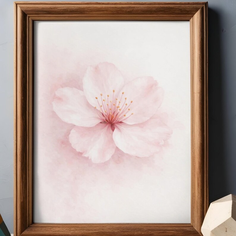 Cherry Blossom Wall Art Set of 7, Sakura Watercolor Prints, Soft Pink ...