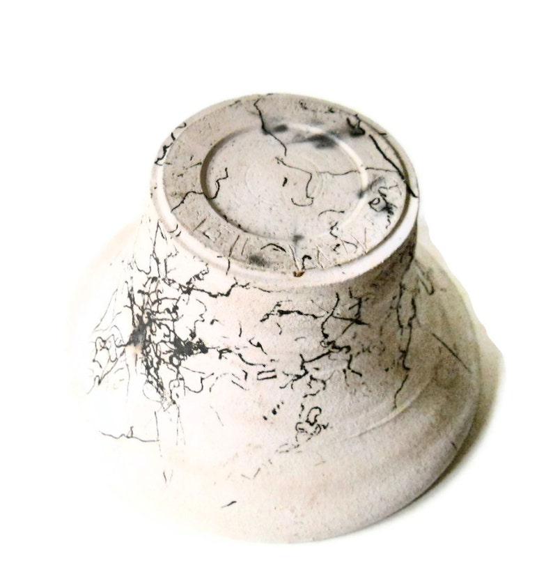 Raku Pottery Vase 1970s Black and White Etsy