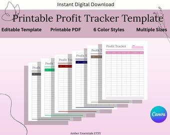 Profit Tracker Template and Printable | Editable Income and Expense Tracker | Small Business Finance Planner | Instant Download | A4 A5 US