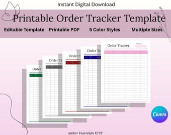 Order Tracker Printable & Editable Template | Small Business Order Log | Minimal Order Tracker | Instant Download | A4 A5 US Letter