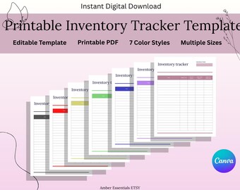 Inventory Tracker Printable & Editable Template | Small Business Stock Log | Minimal Product Tracker | Instant Download | A4 A5 US Letter