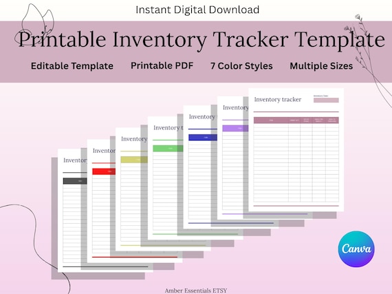 Inventory Tracker Printable & Editable Template | Small Business Stock Log | Minimal Product Tracker | Instant Download | A4 A5 US Letter