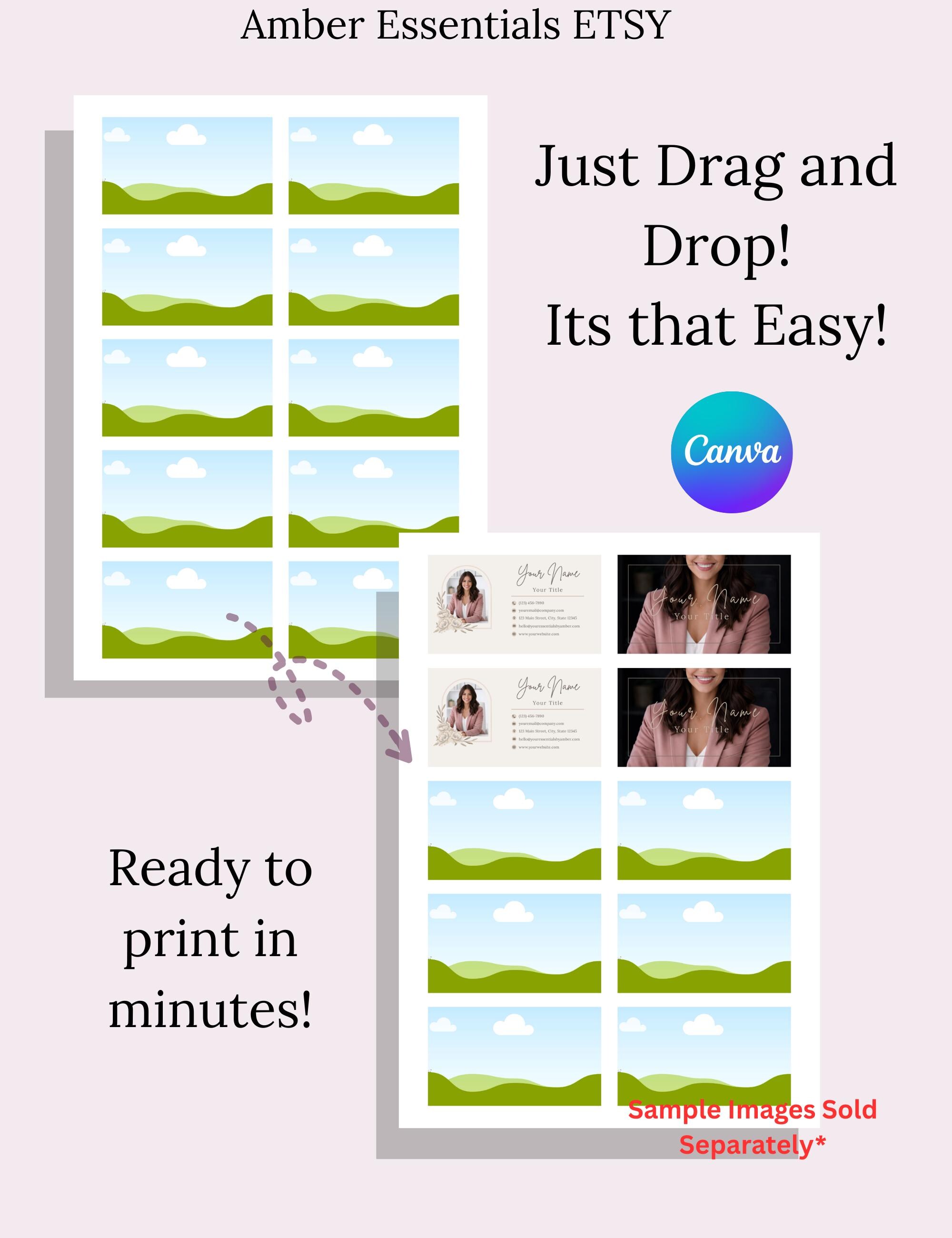 Business Card Printing Template | Editable Canva 10-up Layout | US & EU ...