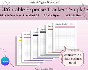 Expense Tracker Template | Editable Canva Income & Expense Tracker | Small Business Finance Planner | Printable PDF Download