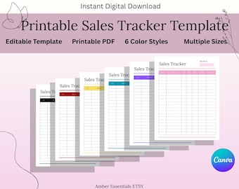 Sales Tracker Template & Printable | Editable Small Business Tracker | Minimal Finance Planner | Instant Download PDF | A4 A5 US Letter