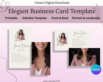Business Card Template | Editable Canva Contact Card | Professional Minimalist Photo Calling Card | Instant Download Neutral Design