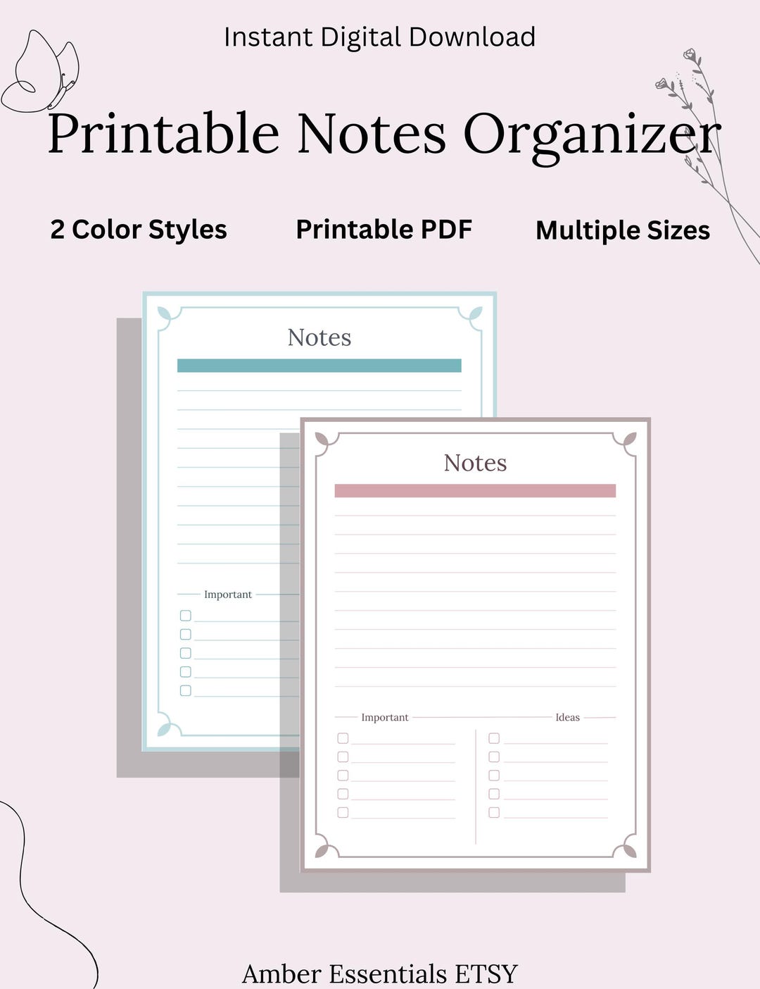 Printable Notes Organizer | Small Business Organizer | Minimal Planner ...