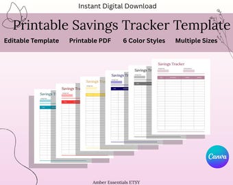 Savings Tracker Template  | Printable & Editable Savings Planner | Minimal Finance Planner | Instant Download PDF | A4 A5 US Letter