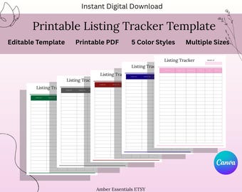 Etsy Listing Tracker Canva Template | Product, Views & Sales Tracker | Small Business Organizer Sheet | Editable + Printable PDF